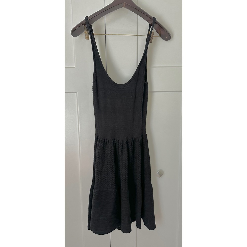 Victoria's Secret Black Knit Fit and Flare Pointelle Chevron Mini Dress Medium